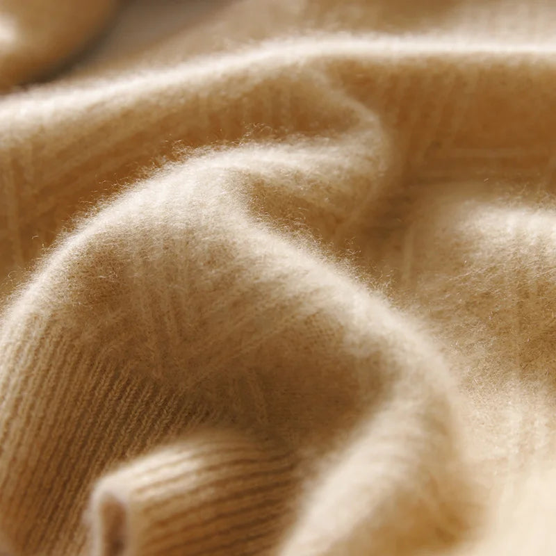 Autumn and Winter round Neck 100% Wool Sweater Men'S Sweater with Knitted Warm Base Sweater, High-End Top