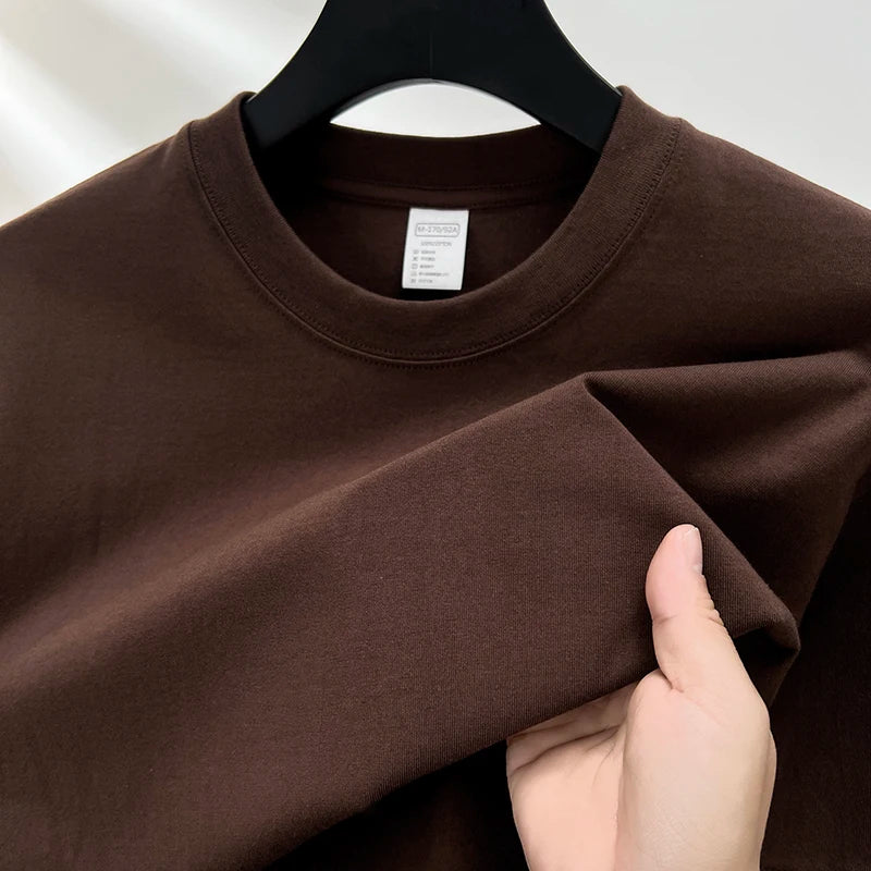 Men's High-End 100% Pure Cotton Short Sleeve Round Neck T-Shirt - Breathable Summer Fashion Top