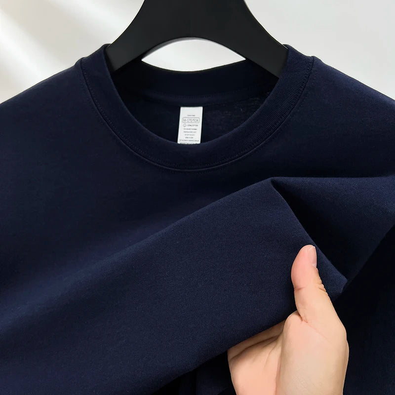 Men's High-End 100% Pure Cotton Short Sleeve Round Neck T-Shirt - Breathable Summer Fashion Top