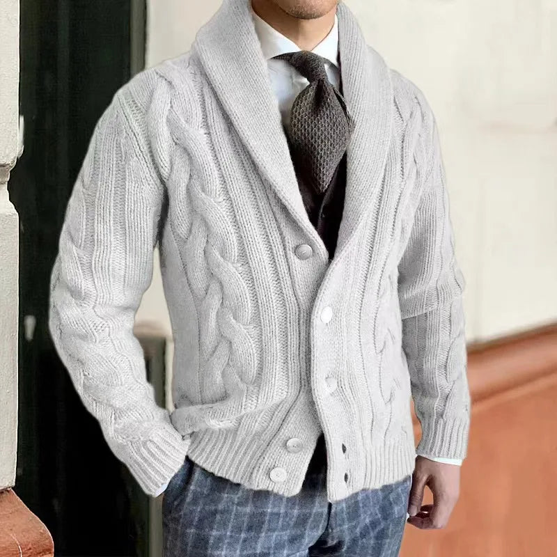 Autumn Winter New Button Sweater Men Cardigans Coat Fashion Jacquard Thick Solid Sweaters Casual Knitted Jacket Men'S Clothing