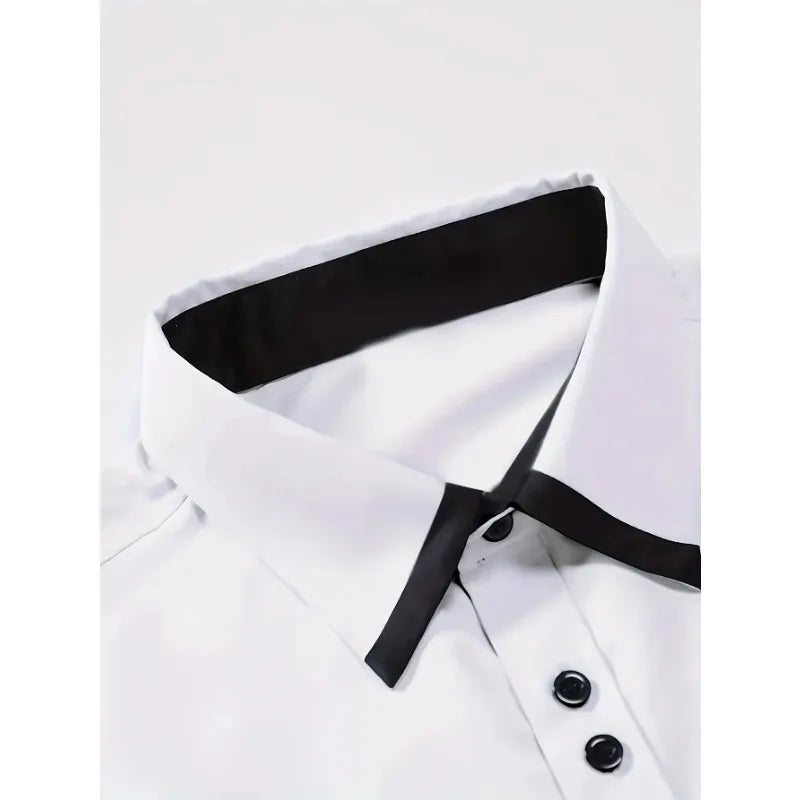 Men White Shirt Brand New Men'S Fashion Patchwork Long Sleeve Elastic Shirt Four Season Male Casual Shirts