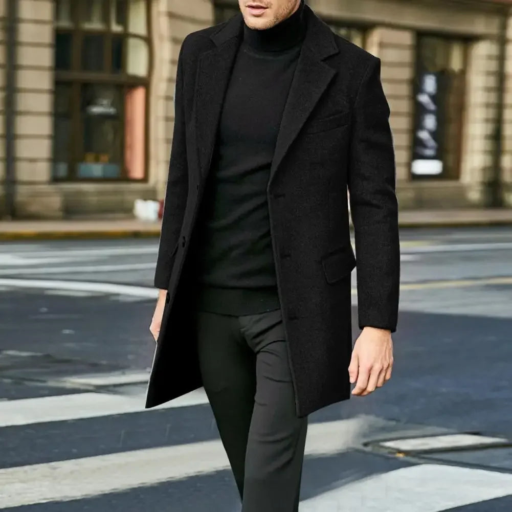 British Style Long-Sleeved Woolen Coat Autumn and Winter Men'S Trendy Coat Casual Business Jackets Man Warm Coat Outerwear Men'S