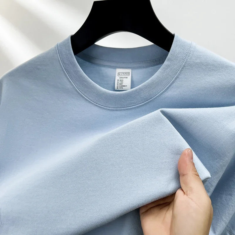 Men's High-End 100% Pure Cotton Short Sleeve Round Neck T-Shirt - Breathable Summer Fashion Top