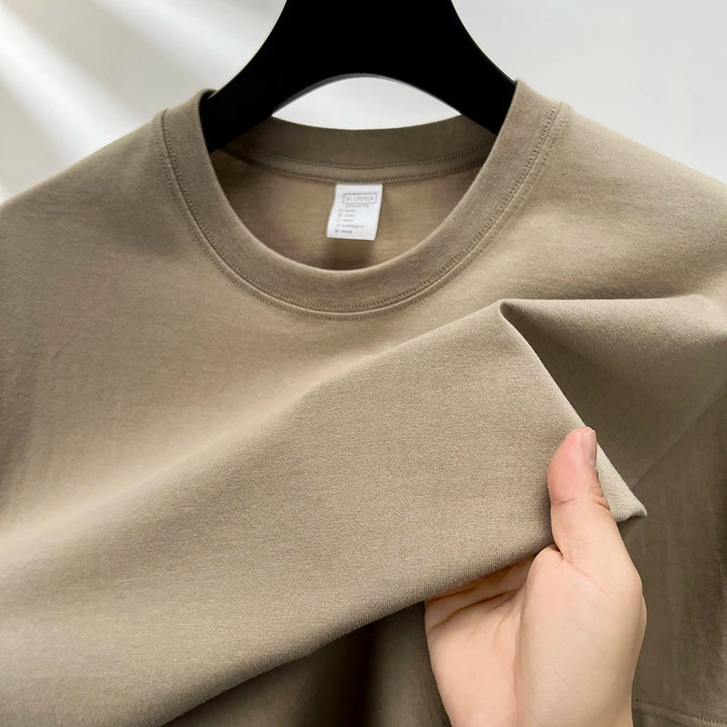 Men's High-End 100% Pure Cotton Short Sleeve Round Neck T-Shirt - Breathable Summer Fashion Top
