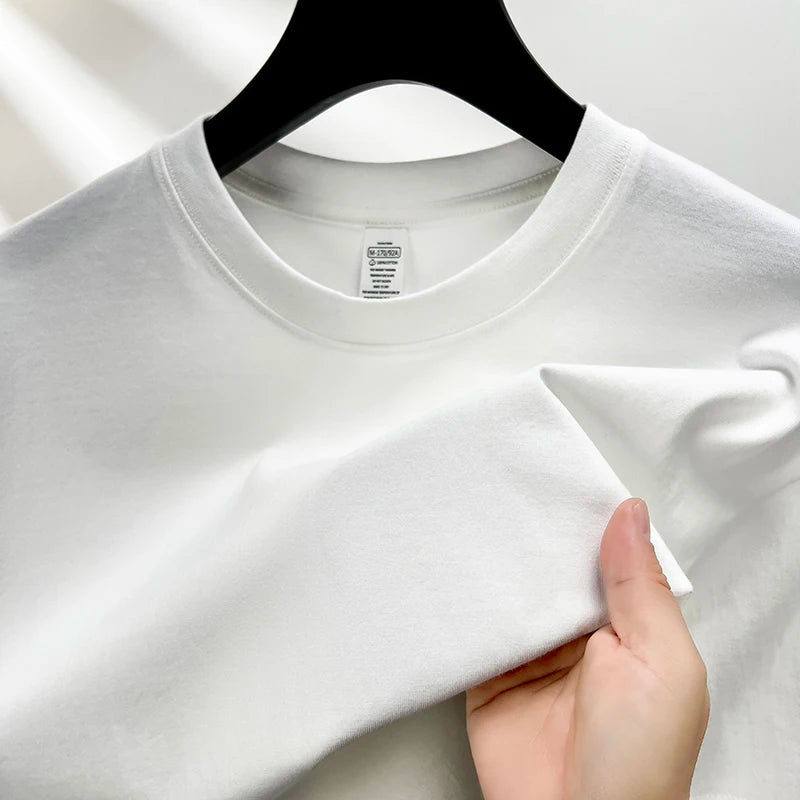 Men's High-End 100% Pure Cotton Short Sleeve Round Neck T-Shirt - Breathable Summer Fashion Top