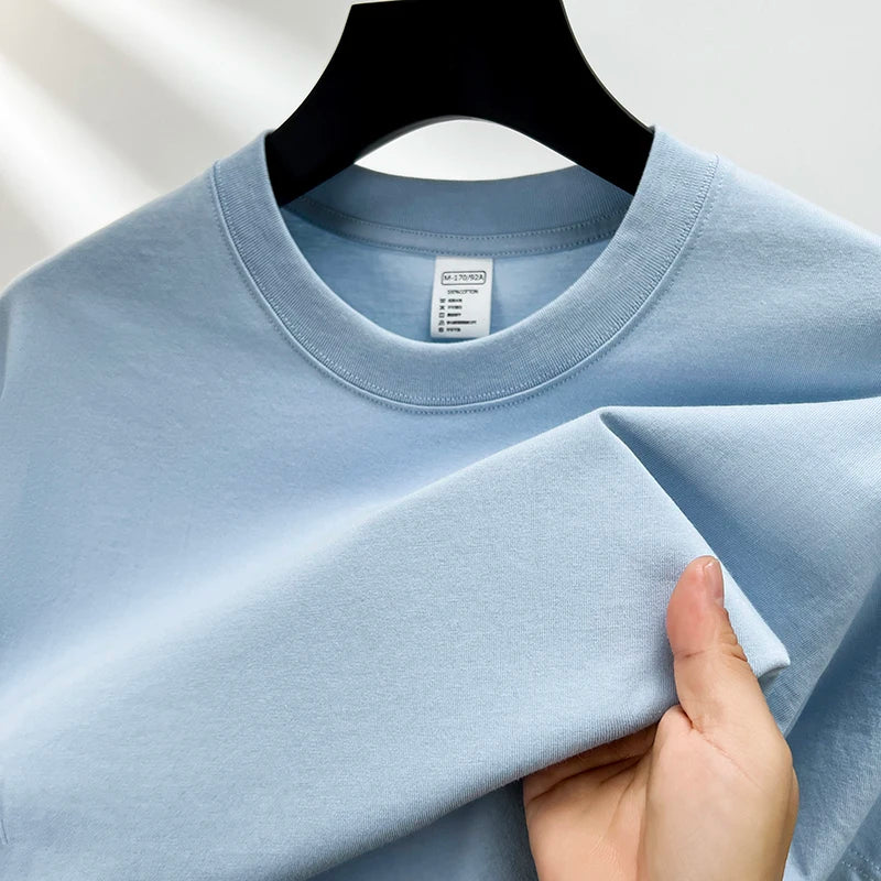 Men's High-End 100% Pure Cotton Short Sleeve Round Neck T-Shirt - Breathable Summer Fashion Top
