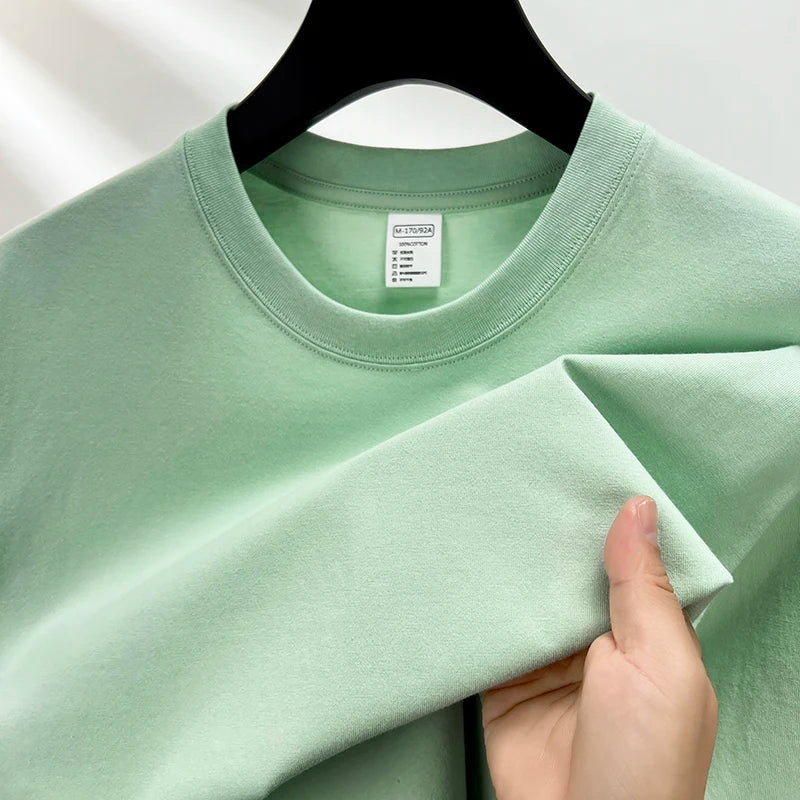 Men's High-End 100% Pure Cotton Short Sleeve Round Neck T-Shirt - Breathable Summer Fashion Top