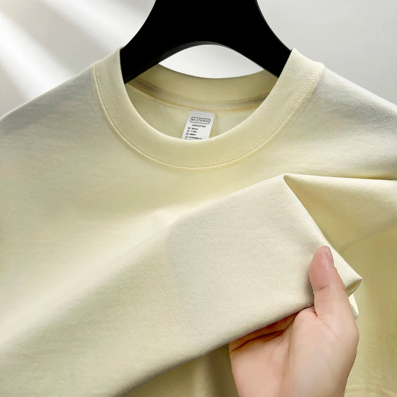 Men's High-End 100% Pure Cotton Short Sleeve Round Neck T-Shirt - Breathable Summer Fashion Top
