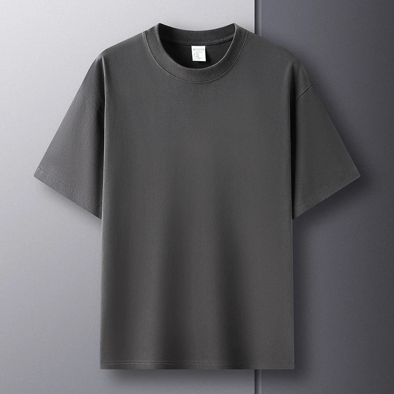 Men's High-End 100% Pure Cotton Short Sleeve Round Neck T-Shirt - Breathable Summer Fashion Top