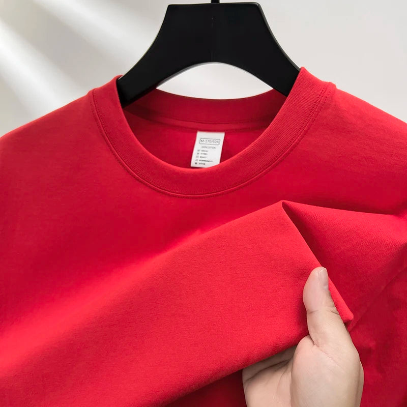 Men's High-End 100% Pure Cotton Short Sleeve Round Neck T-Shirt - Breathable Summer Fashion Top
