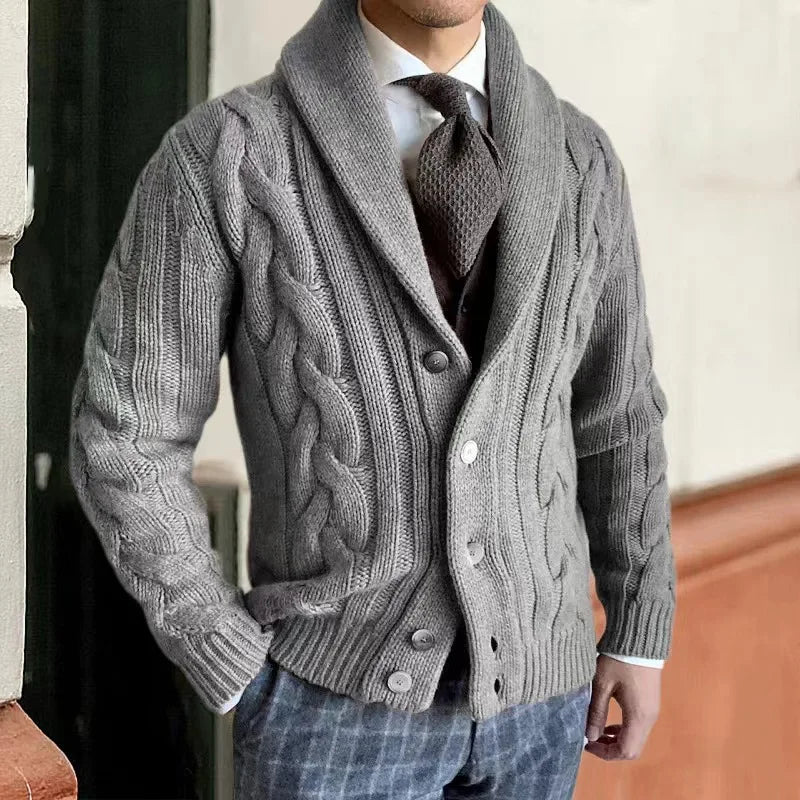 Autumn Winter New Button Sweater Men Cardigans Coat Fashion Jacquard Thick Solid Sweaters Casual Knitted Jacket Men'S Clothing