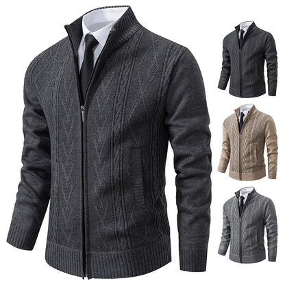 2023 Autumn and Winter New Cashmere Padded Warm Casual Men'S Knitted Sweater Coat
