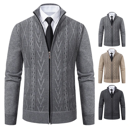 2023 Autumn and Winter New Cashmere Padded Warm Casual Men'S Knitted Sweater Coat